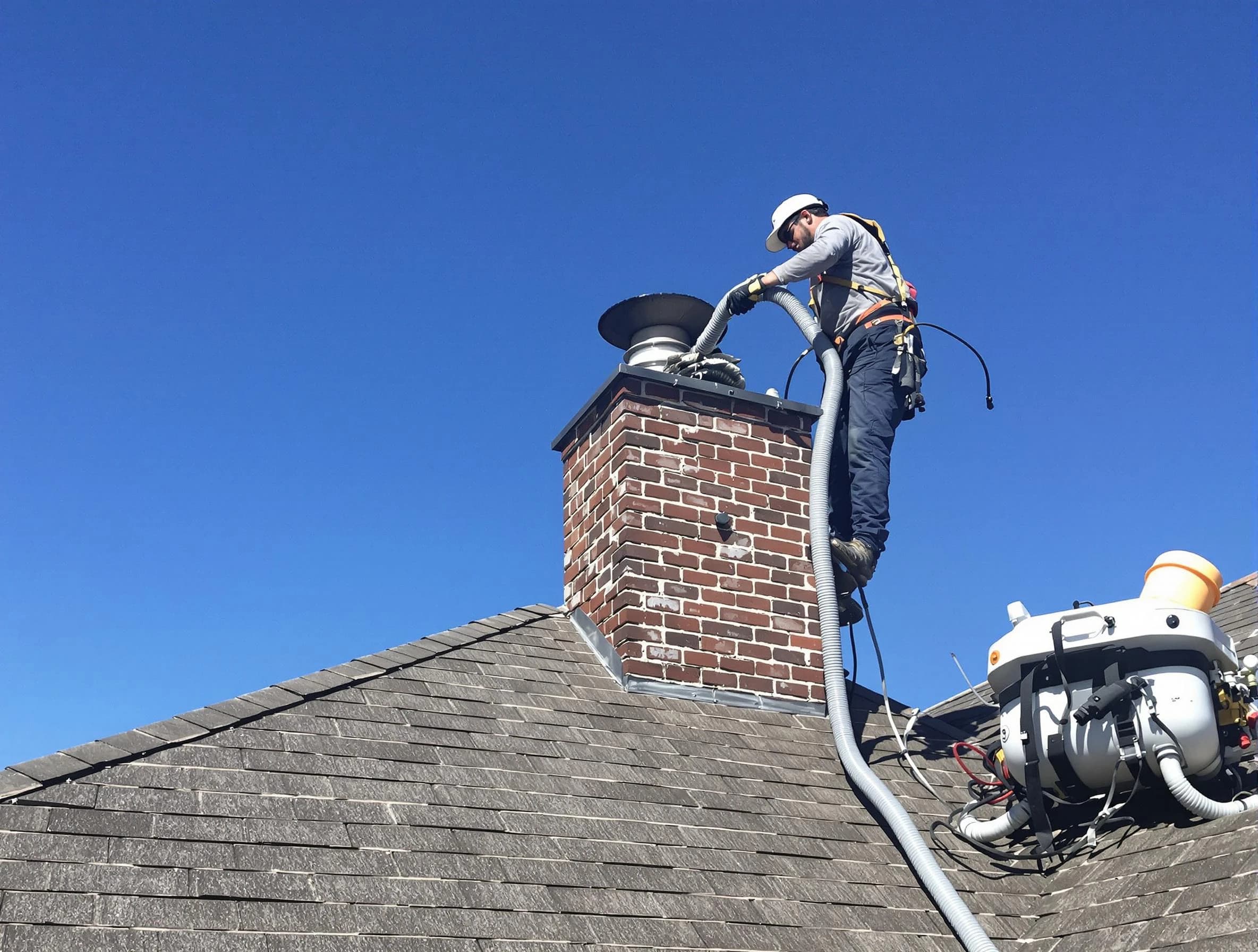 Dedicated Butler Chimney Sweep team member cleaning a chimney in Butler, PA