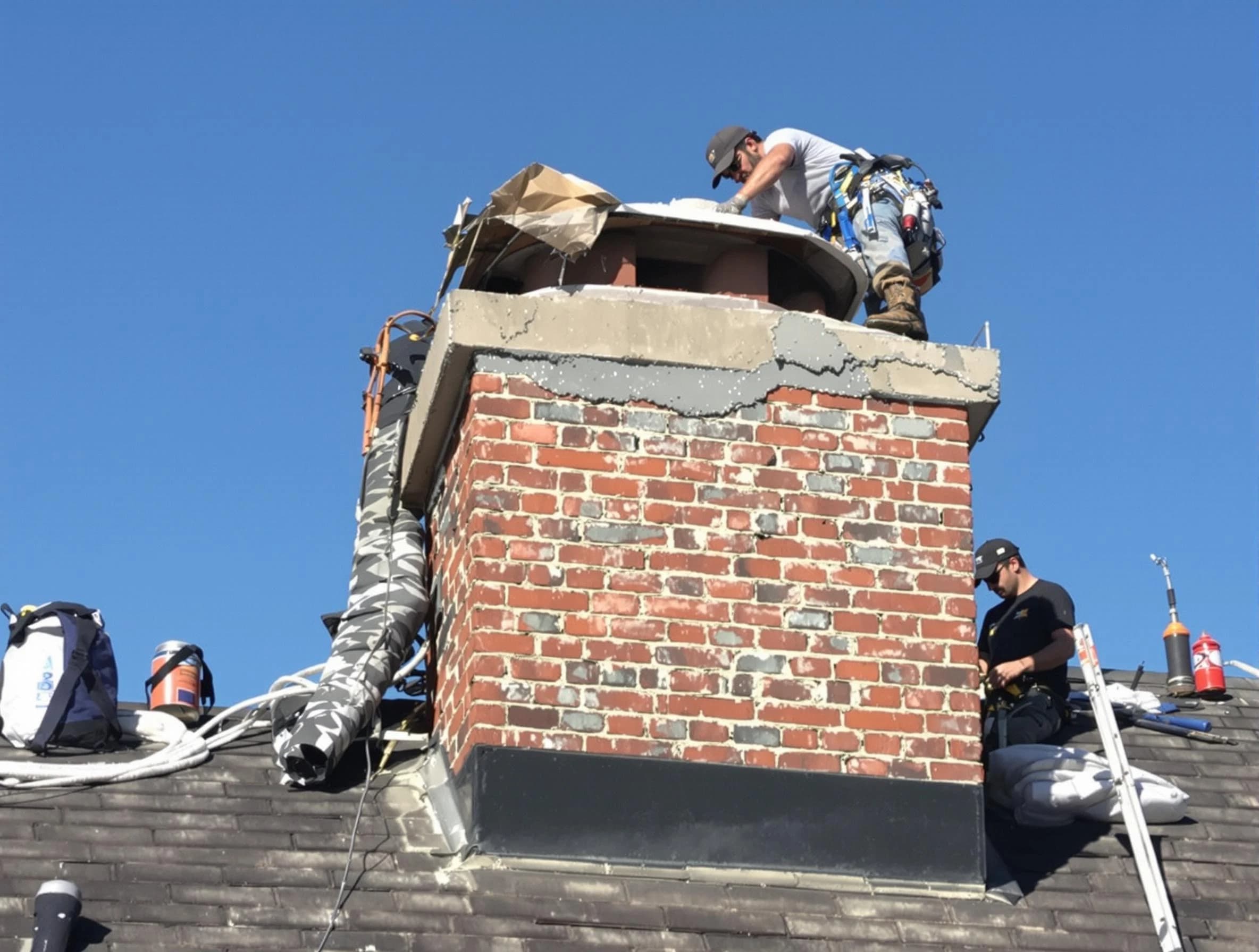 Butler Chimney Sweep installing a custom chimney crown in Butler, PA