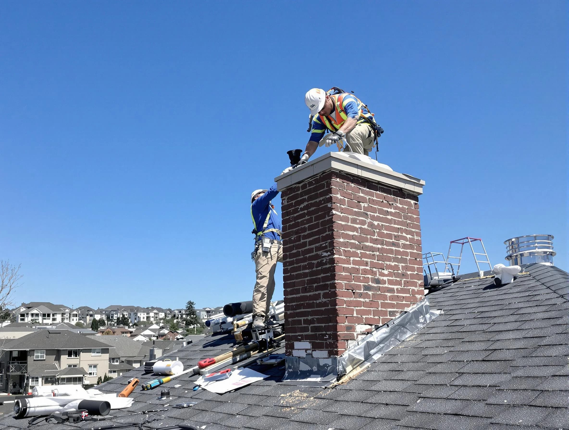 Butler Chimney Sweep repairing a chimney crown in Butler, PA