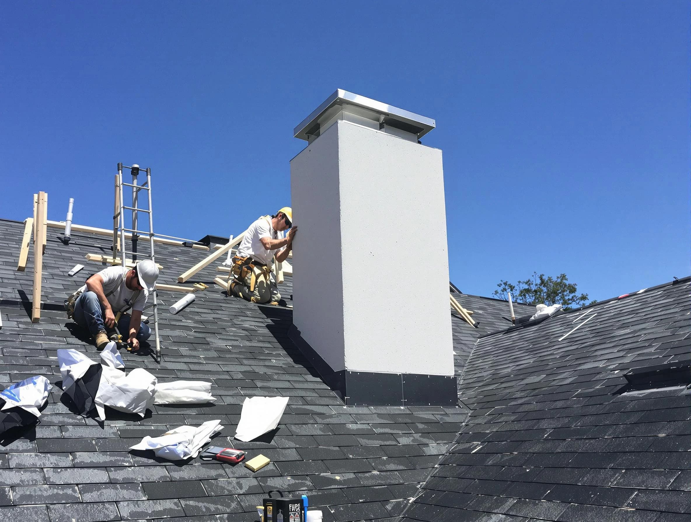 Butler Chimney Sweep crew installing a new chimney in Butler, PA