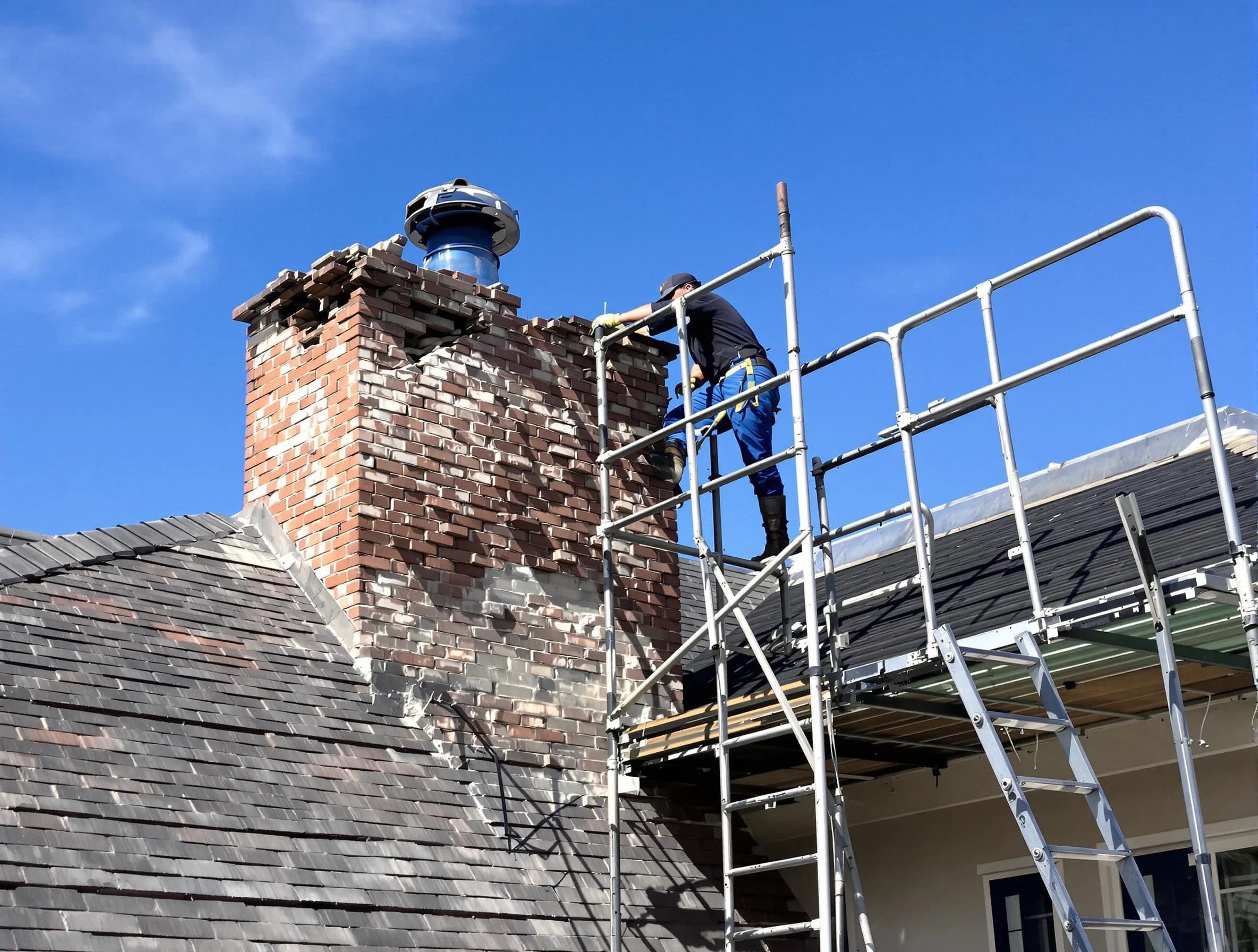 Rebuilding a chimney structure by Butler Chimney Sweep in Butler, PA