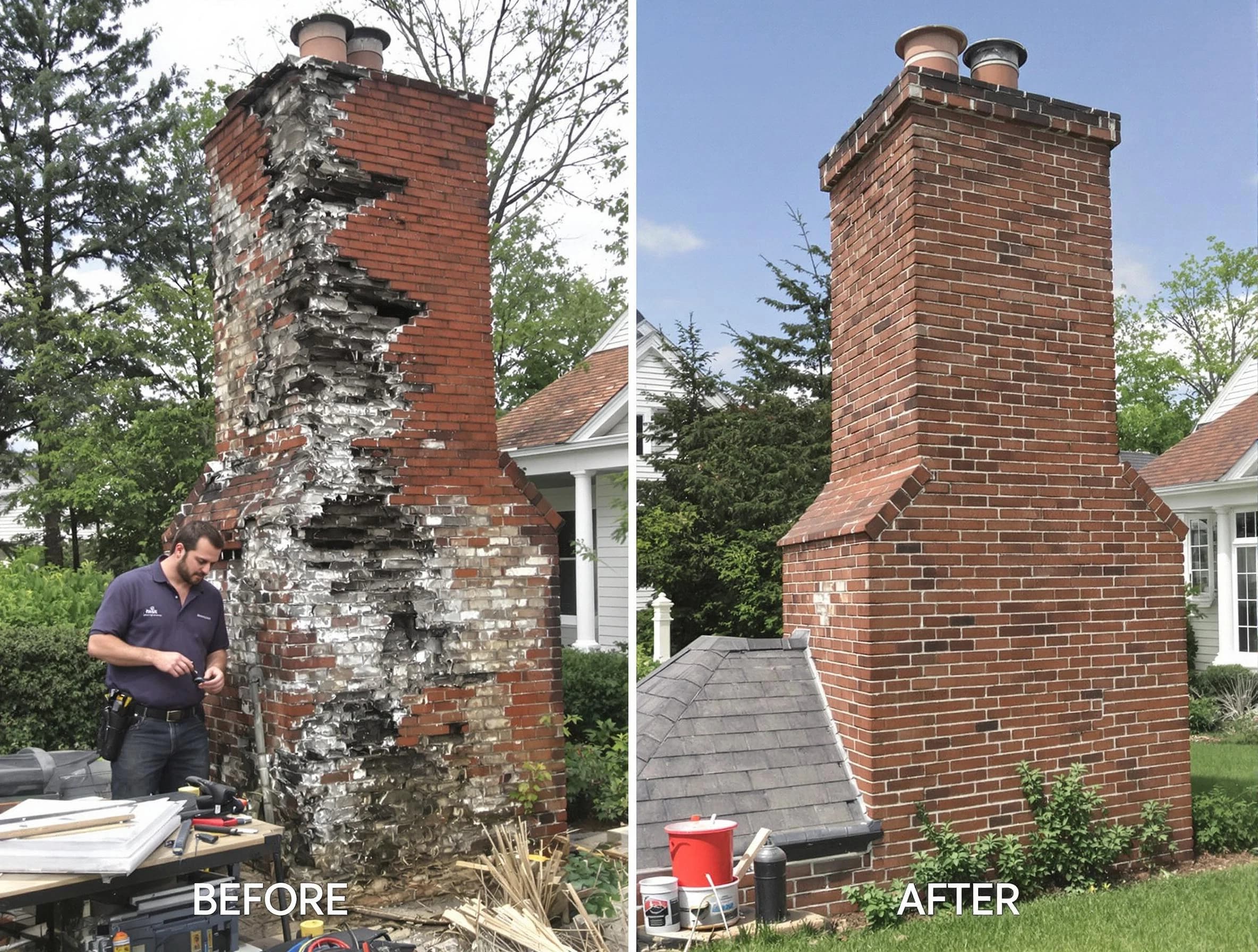 Butler Chimney Sweep performing a full chimney restoration in Butler, PA