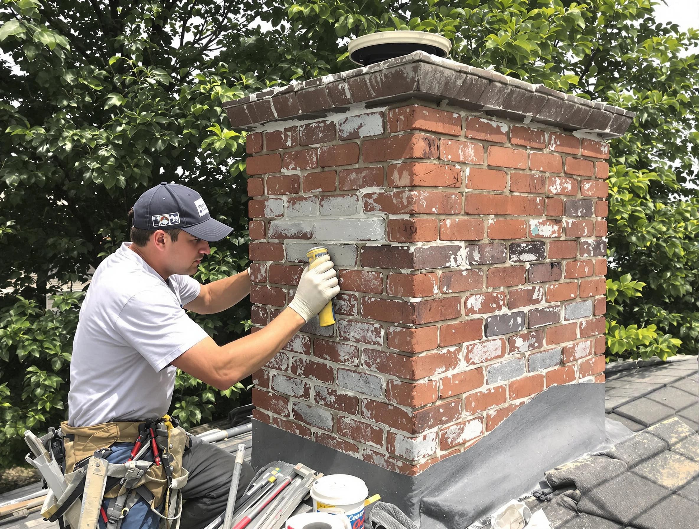 Butler Chimney Sweep restoring an aging chimney in Butler, PA