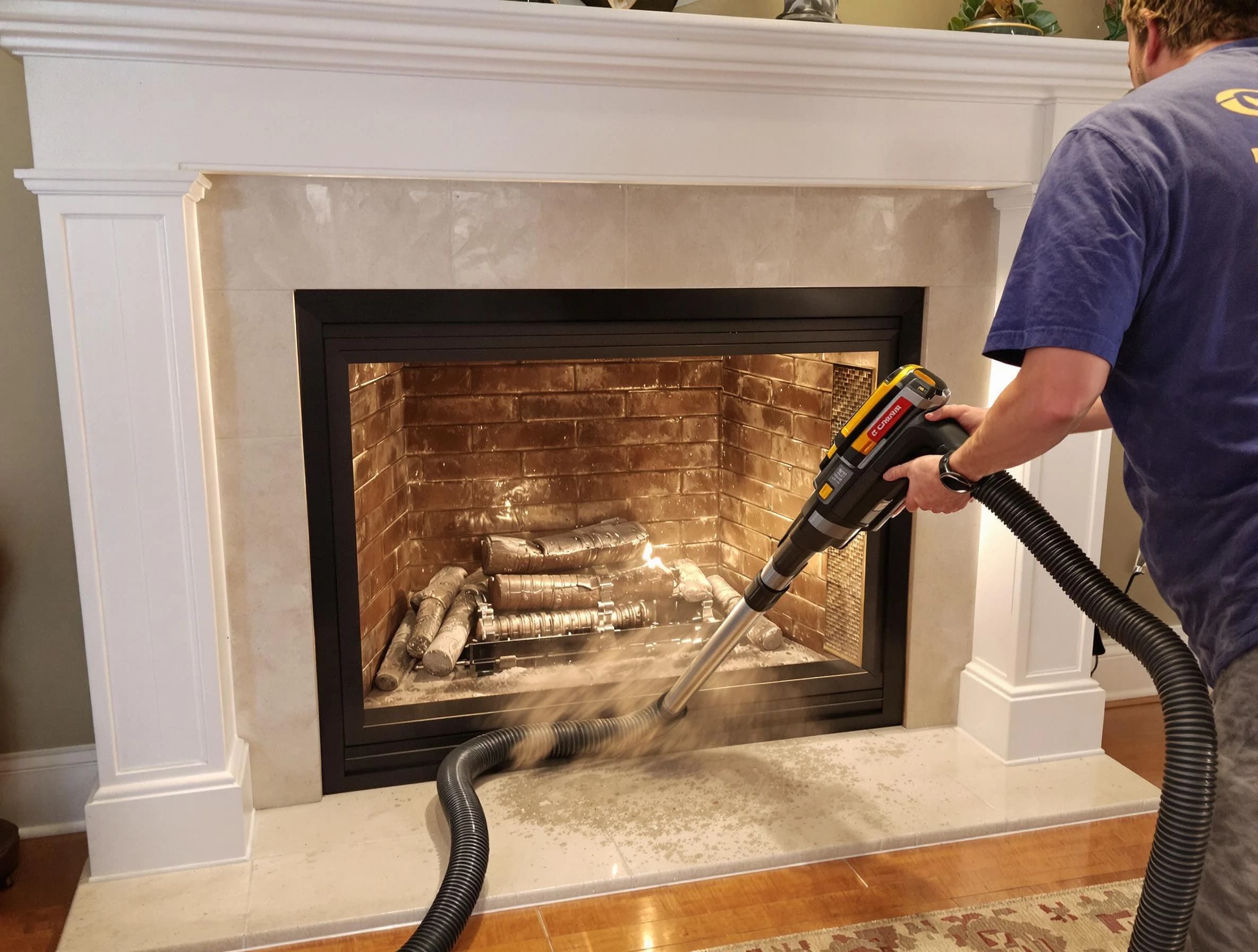 Fireplace cleaning performed by Butler Chimney Sweep in Butler, PA
