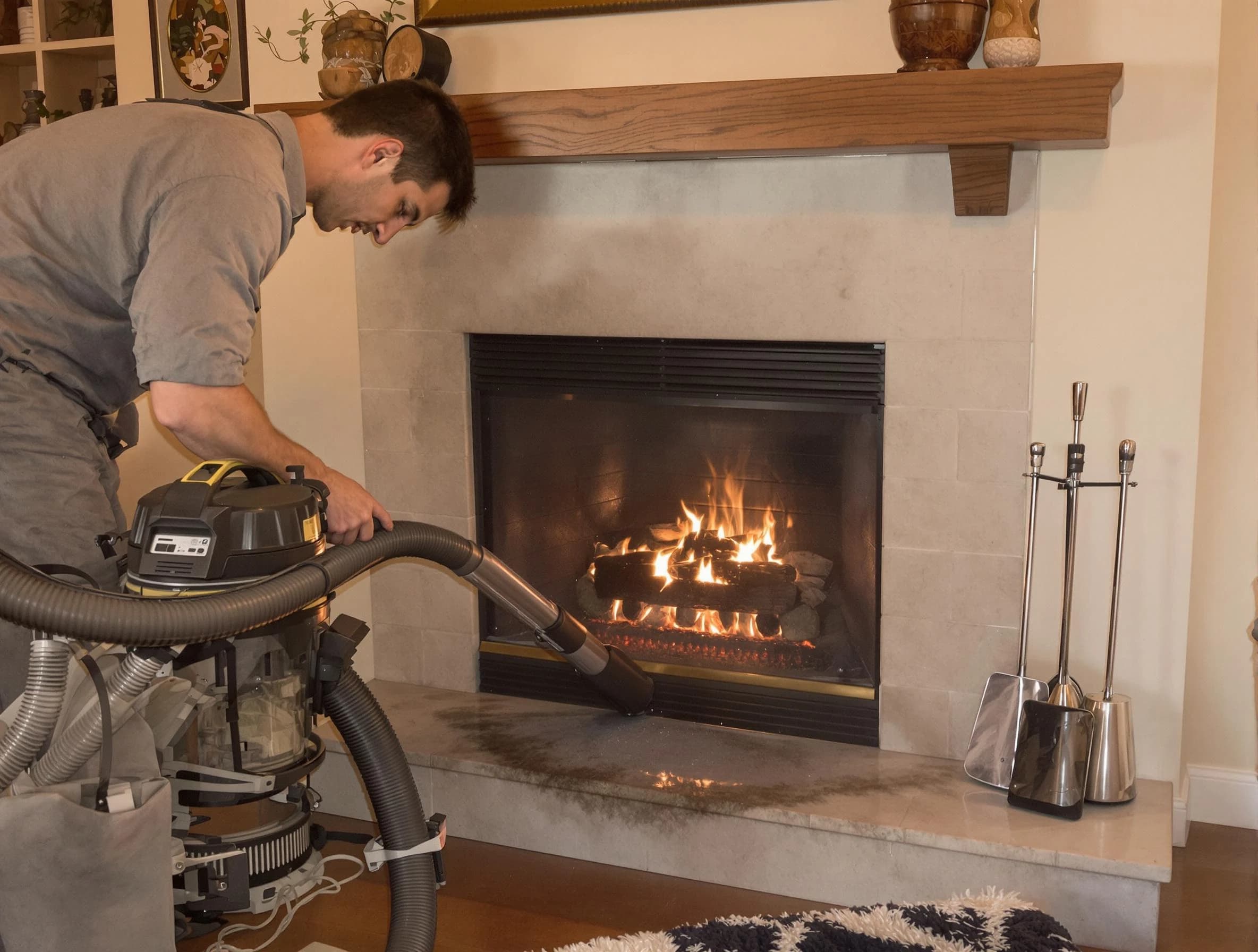 Routine fireplace upkeep by Butler Chimney Sweep in Butler, PA