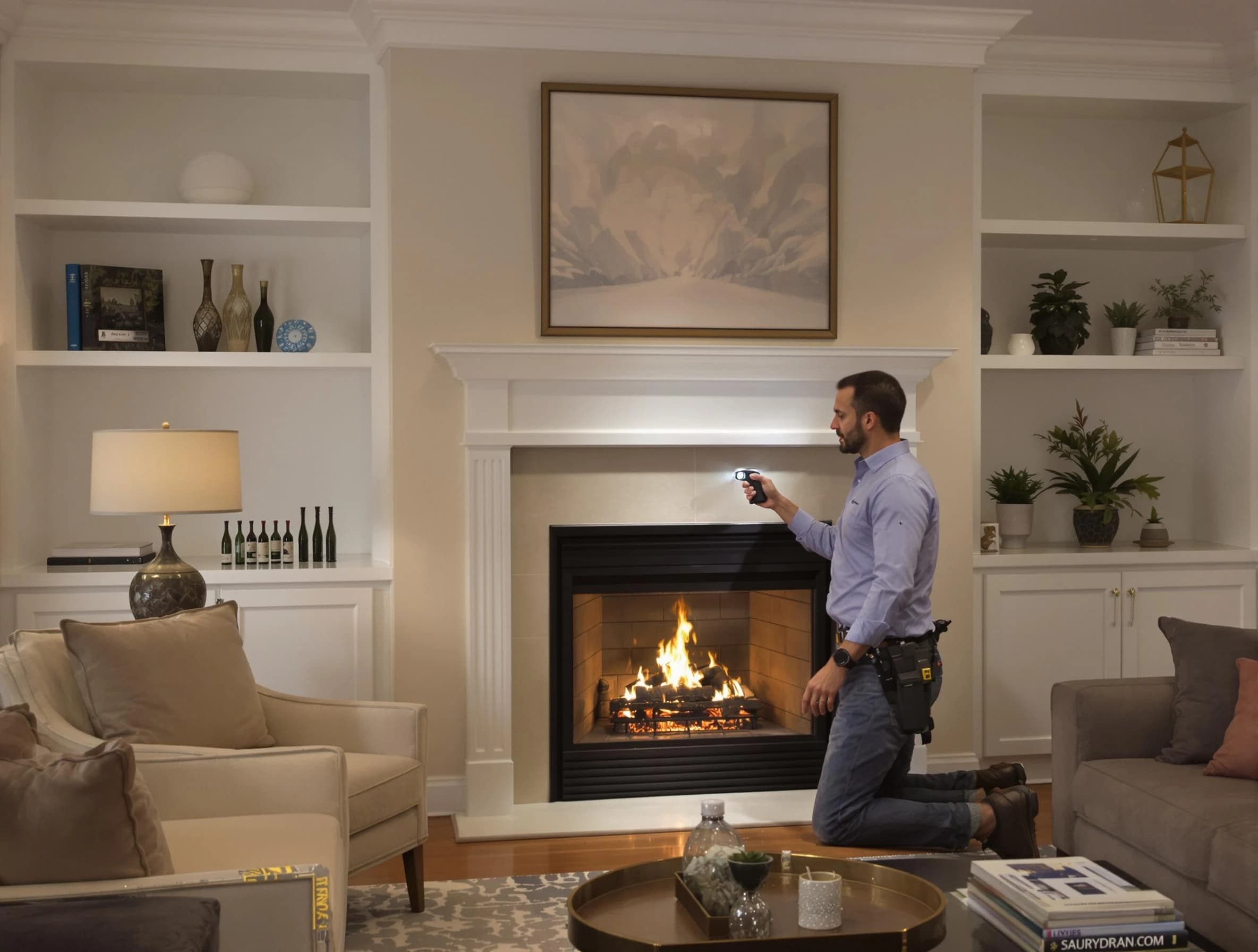 Butler Chimney Sweep conducting a fireplace safety inspection in Butler, PA