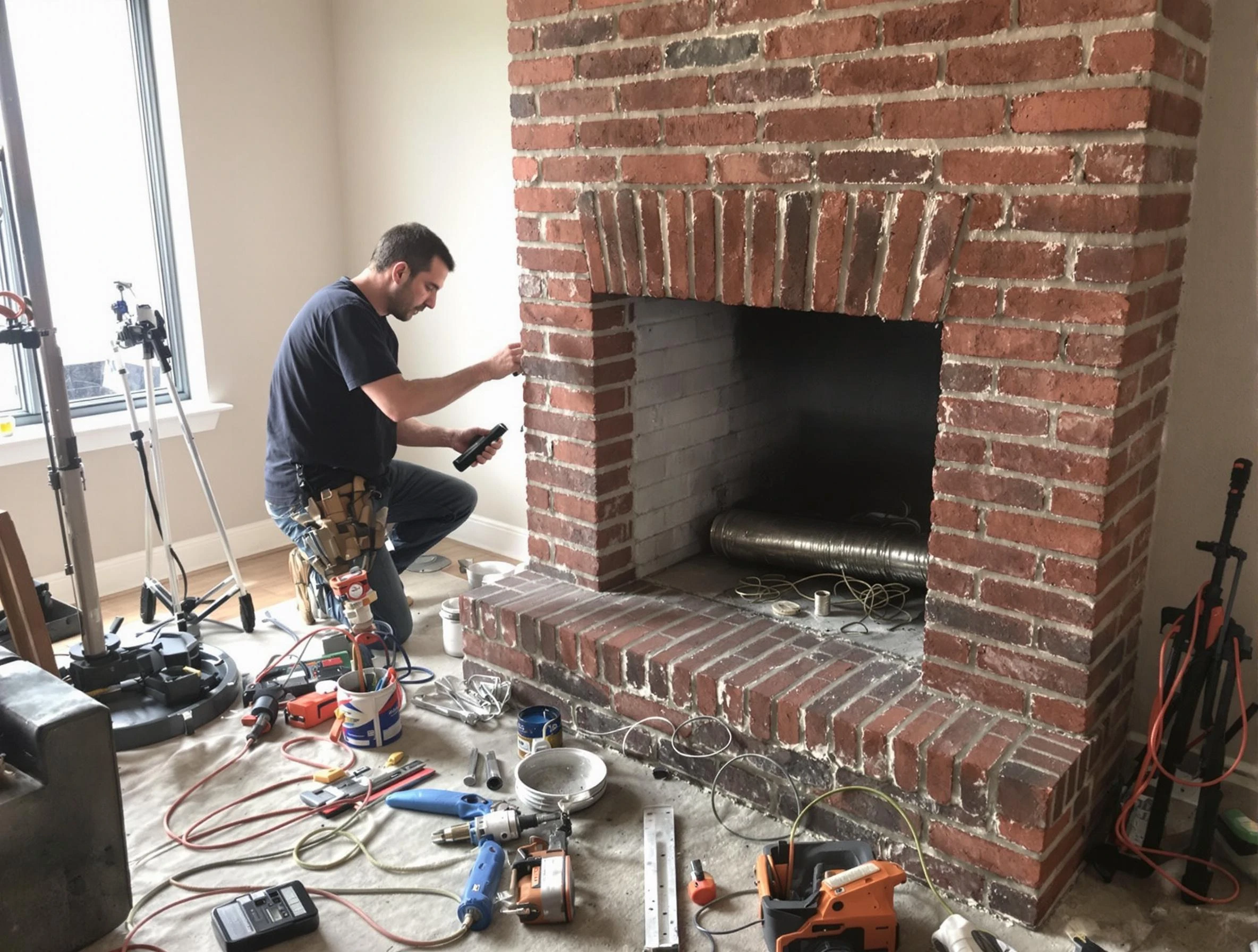Butler Chimney Sweep specialist finalizing chimney liner service in Butler, PA