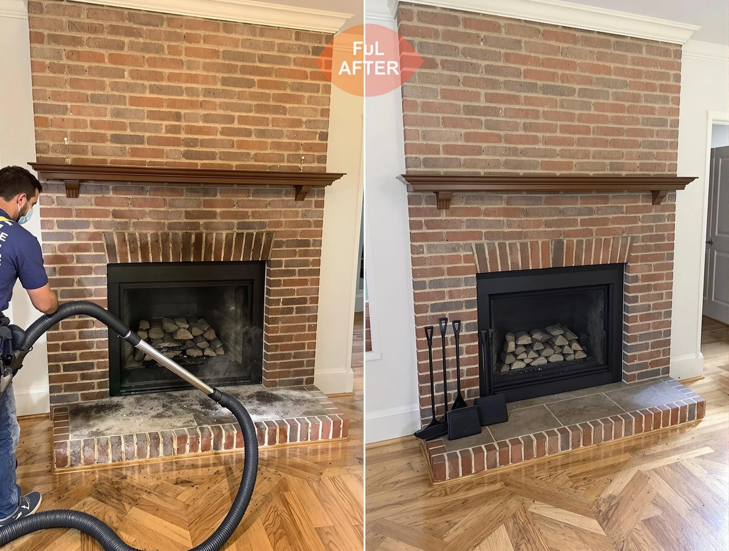 Butler Chimney Sweep carefully sanitizing a fireplace in Butler, PA